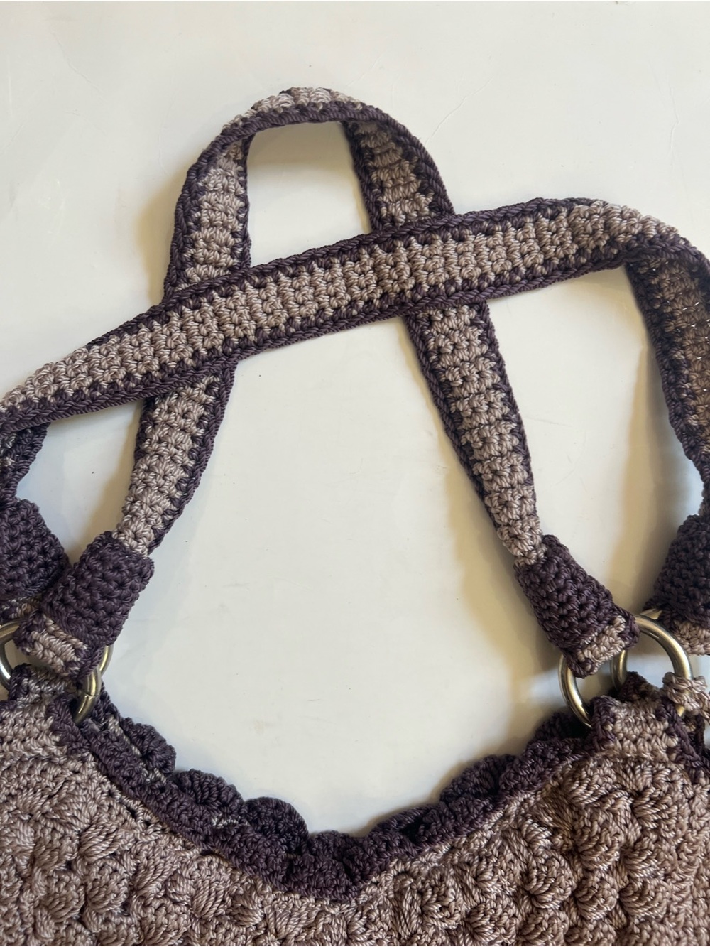 The Sak Crochet Tote in Lavender and Plum Purple Trim - Picture 4 of 9